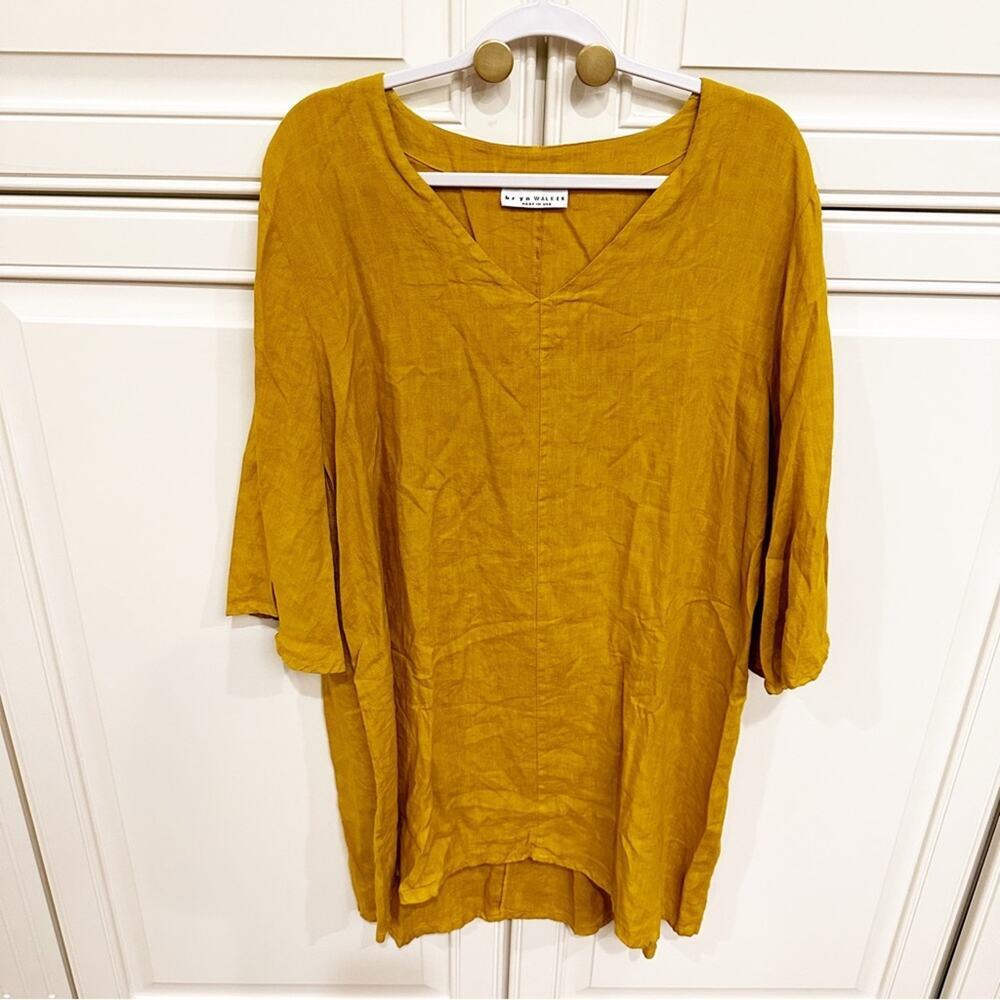 Bryn Walker Womens Lilia Lagenlook V Neck Oversized Tunic Bell Sleeve 100% Linen